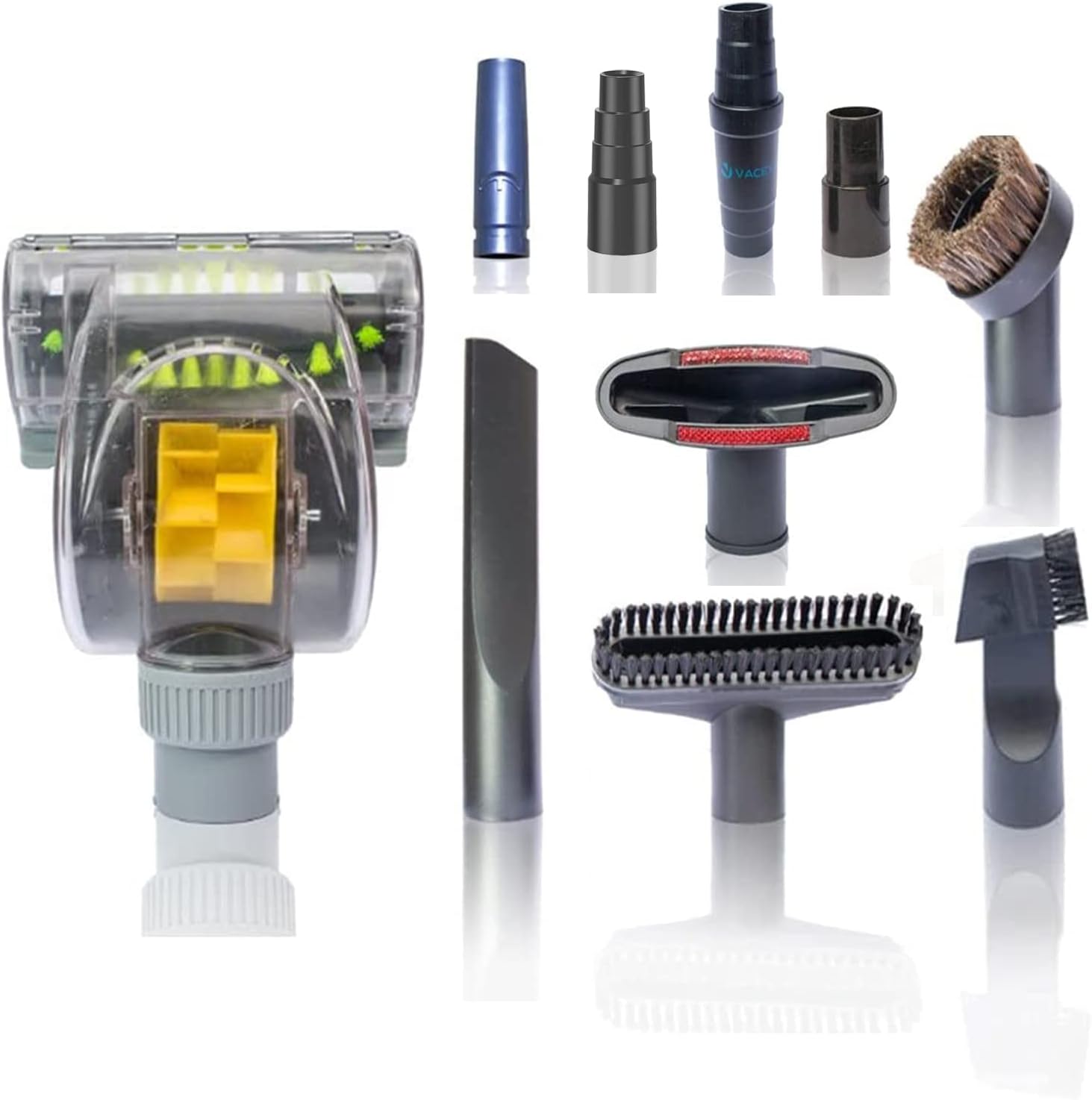 Household Cleaning Kit Vacuum Cleaner Accessories & Air Driven Pet Upholstery Turbo Brush Vacuums Nozzle Tool Pet Attachment Swivel Head with 35mm to 32mm Vacuum Attachment Adapter for Shark Miele