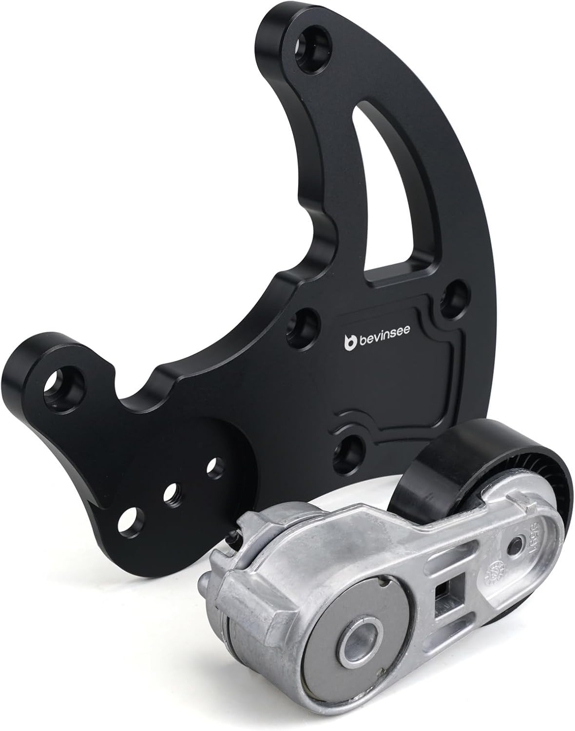 Bevinsee LS Swap R4 AC Compressor High Mount Bracket with Belt Tensioner Kit Compatible with Chevy GMC SUV Truck Vortec Engines LS1 LS2 LS3 LS6 1999-2013