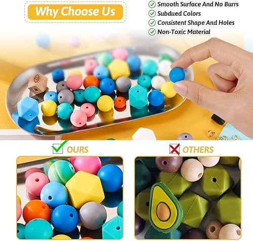 Miniatura 9 de FASHEWELRY 36 cuentas de silicona redondas del alfabeto A-Z, cuentas focales de goma de vaca para pulseras, collares, llaveros, fabricación de joyas