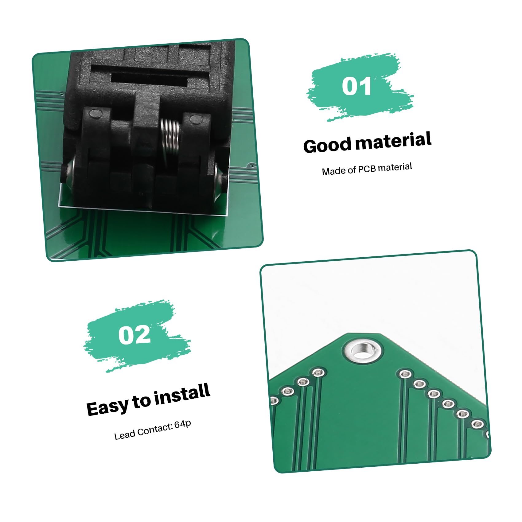 Hochpräziser 64QN50S19090 QFN64 zu DIP Programmierstecksockel für IC-Test und Burn-In, Rastermaß 0,5mm, 9x9mm Gehäuse