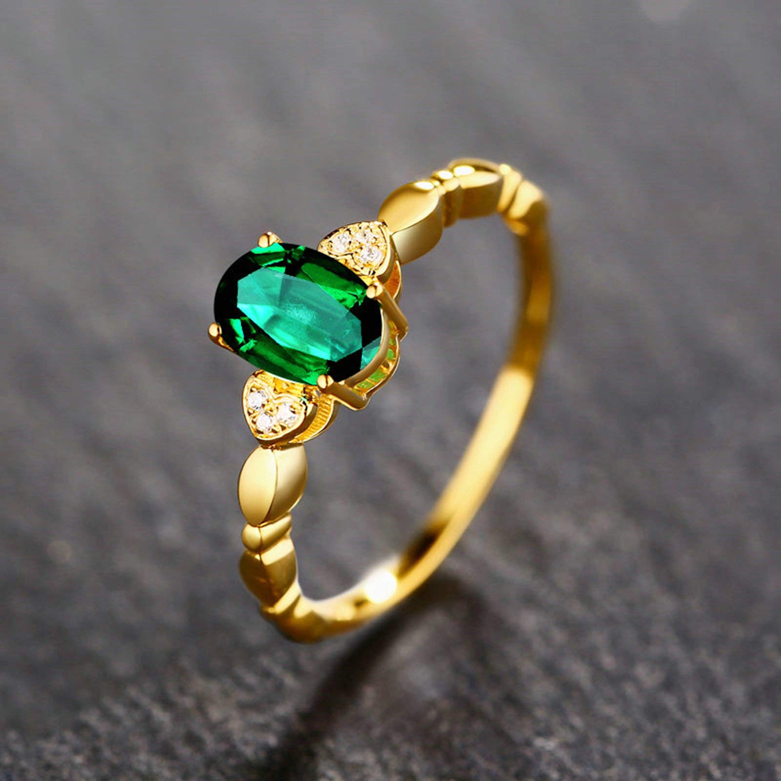 Beydodo Pierścionek zaręczynowy żółte złoto 750 owalny szmaragd 0,67 ct z diamentami pierścionek ślubny złoty e 18 karatów (750) żółte złoto, 56 (17,8 mm), colore: złoto, cod. TLLWGZ1981