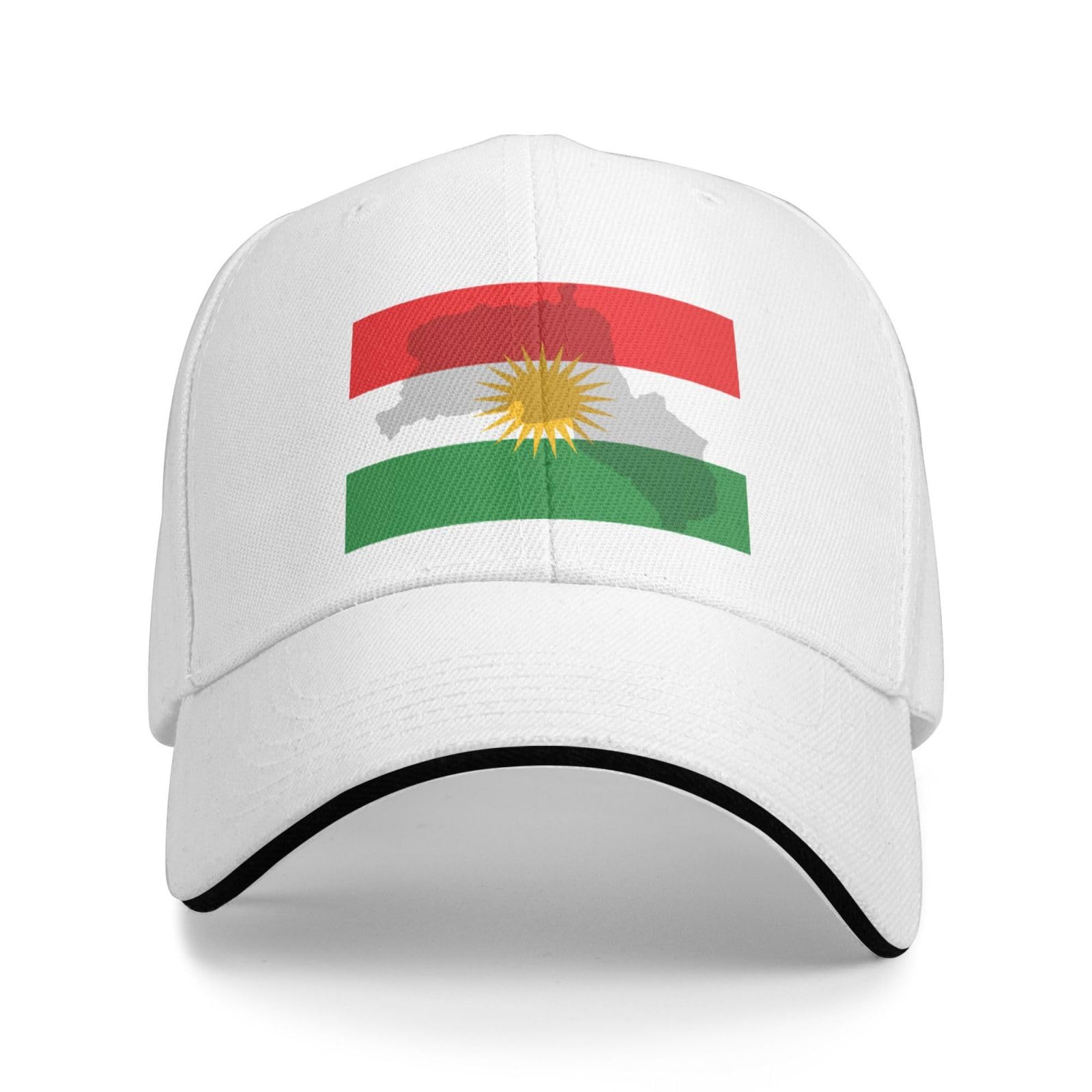 Nlwqekv Unisex White Kurdistan Map Flag Kurdish Flag Hat Men Women Baseball Cap Funny Trucker Hat