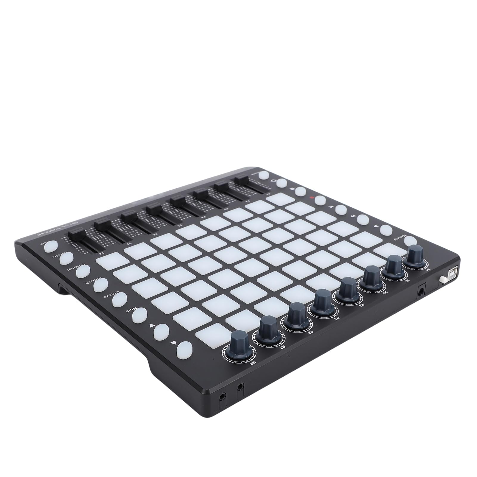 Dilwe Controlador MIDI, Beat Pad Portátil con 48 Pads RGB 8 Perillas 8 Atenuadores, USB Plug and Play para Producción Musical DJ Performance, Diseño Compacto para Uso en Estudio en Vivo