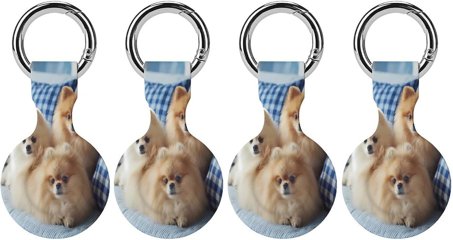 Funny Pomeranian Shockproof GPS Tracker Cover Key Chain 4PCS