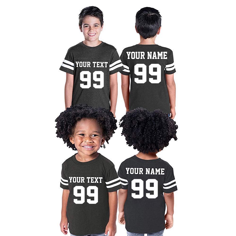CRAZYDAISYWORLD Customized Toddler Youth Football Jersey T-Shirts | Personalized 2-Sided Custom Team Uniform | Round-Neck Jersey Shirt 2-Toddler - Smoke