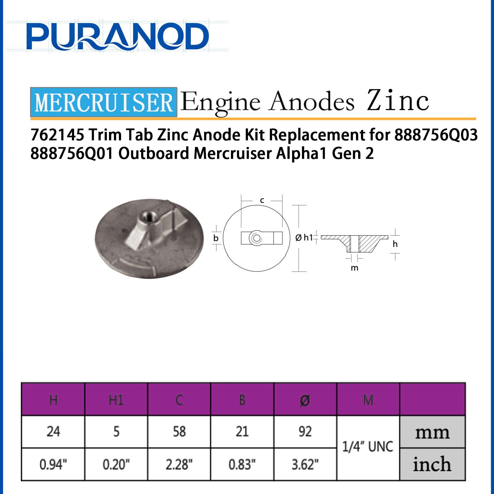 Amazon.com : 762145 806105 821629 821631 806189 Trim Tab Zinc