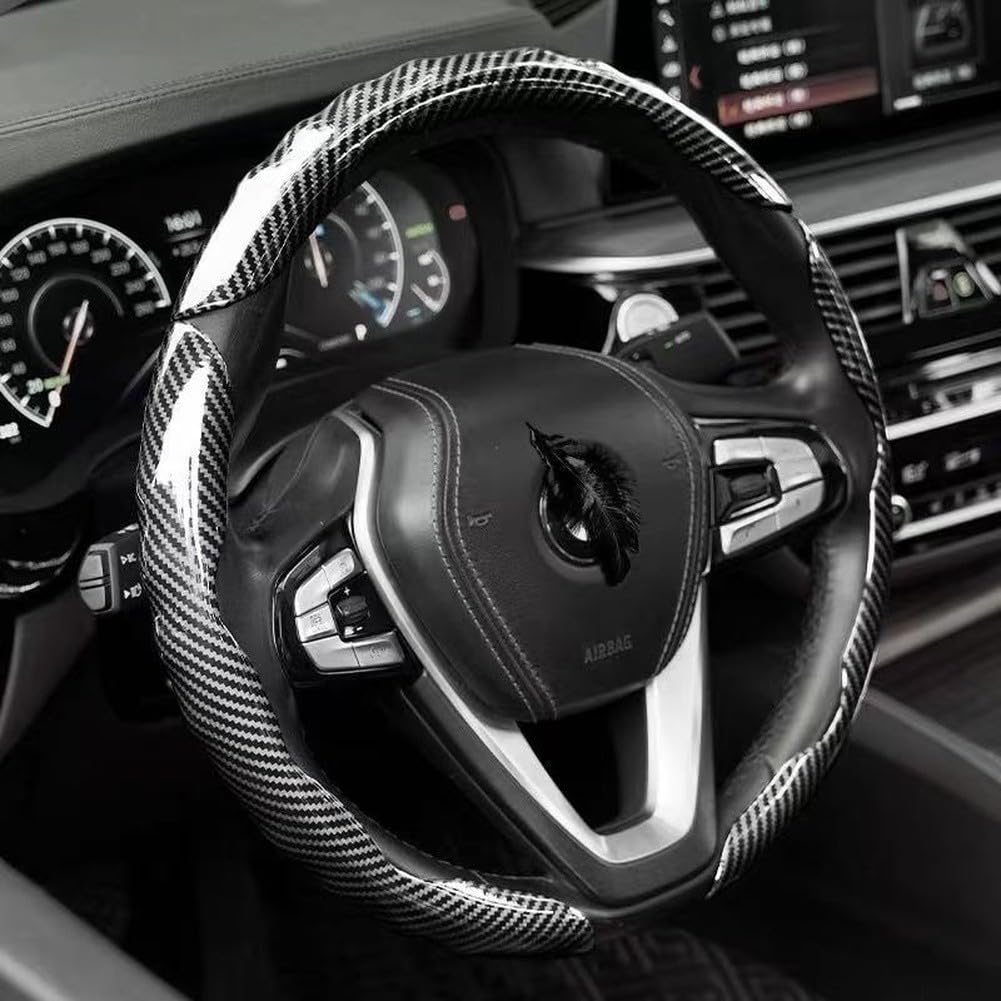 Coprivolante ultra sottile in fibra di carbonio, 1,68 mm, antiscivolo, con impugnatura testurizzata, per tutte le stagioni, adatto per auto, camion, SUV, furgoni, confezione da 3 pezzi