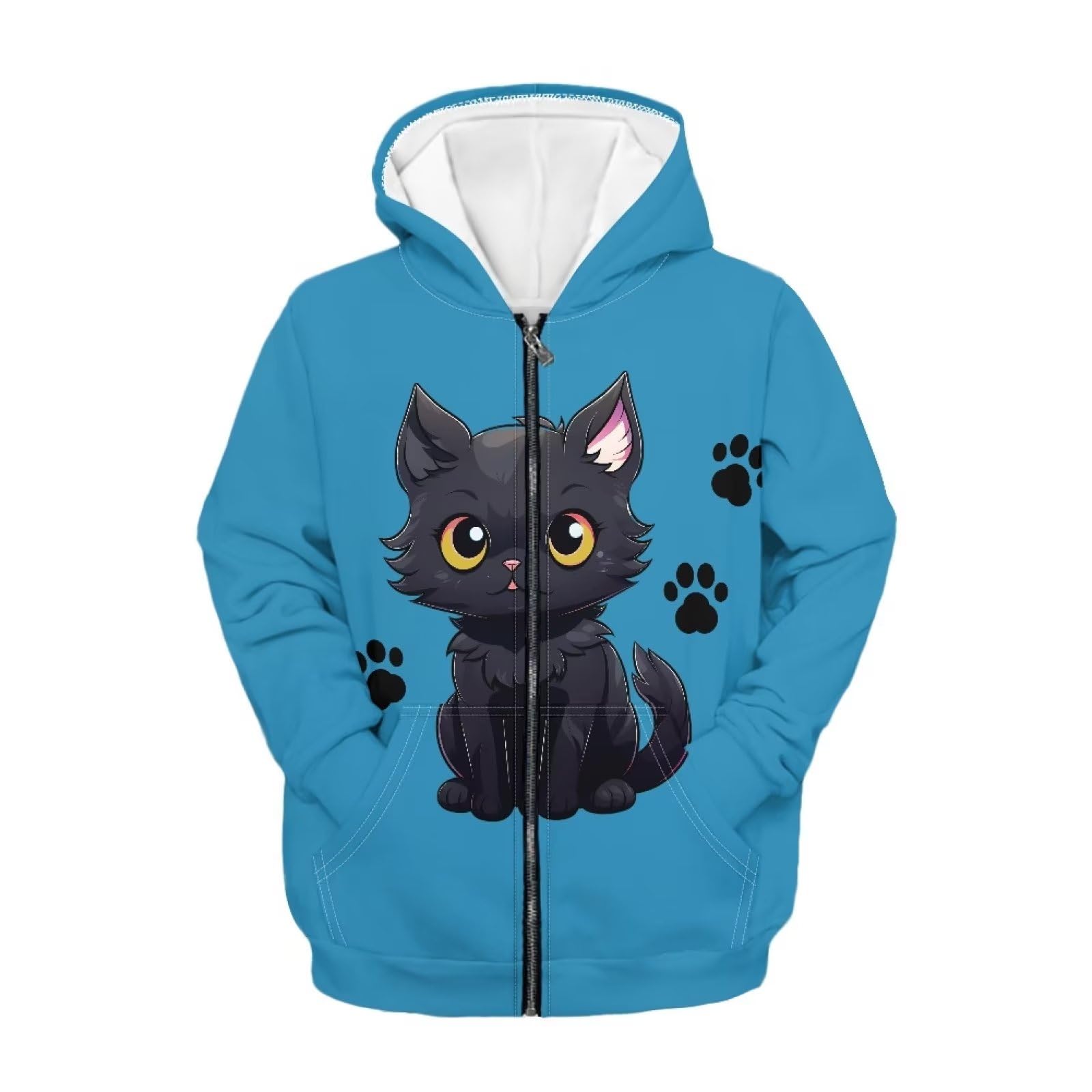 Unisex Zipper Sweatshirt Boys Girls Hooded with 2 Pocket Pullover Hoodies for 6-16Y Kids