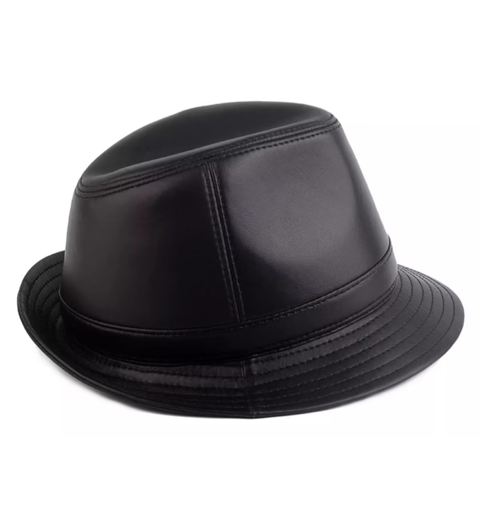 Cappello da Jazz Donna Uomo Fedora Elegante Berretto in Pelle Autunnale Invernale Cappello Trilby retrò Cappelli da Esterno