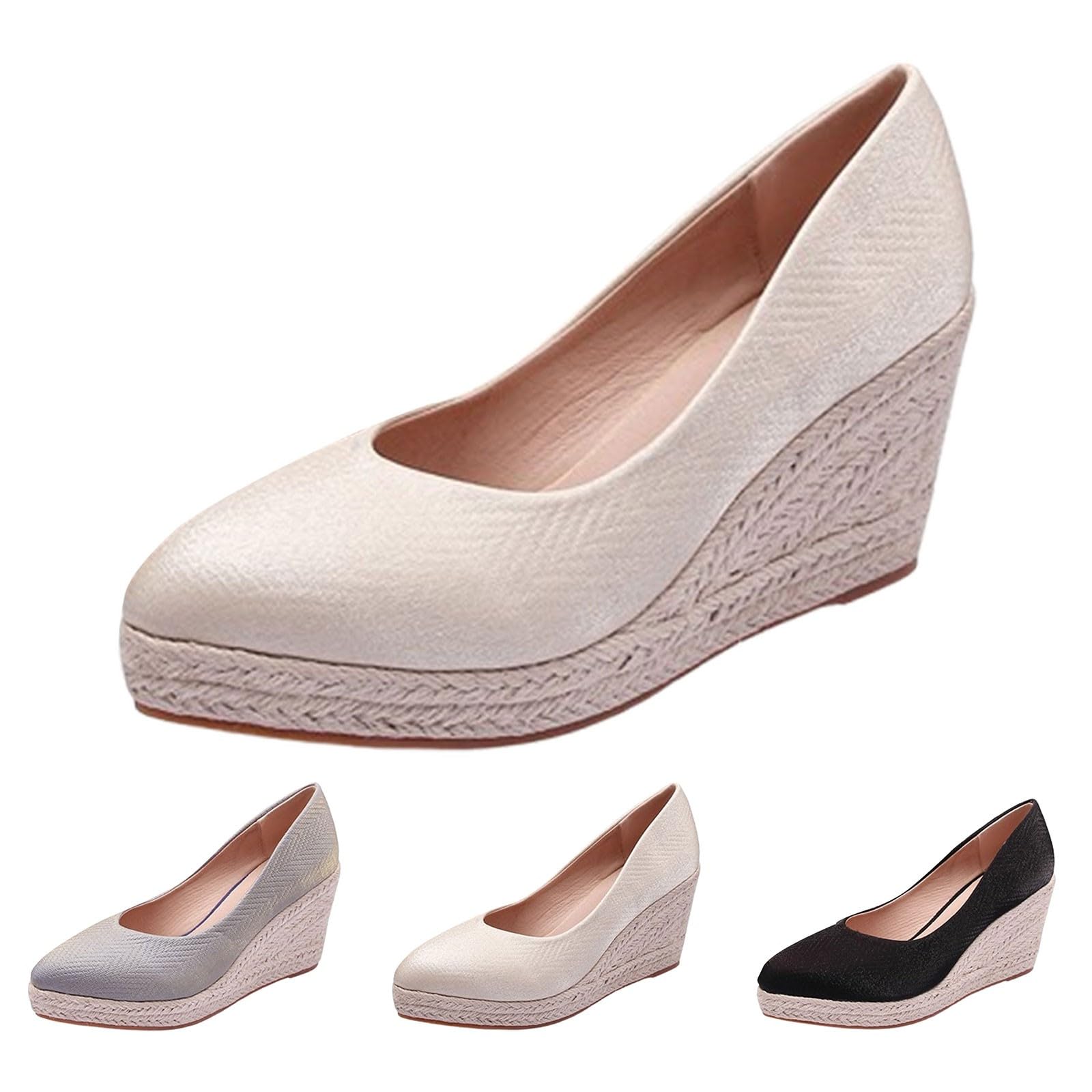 Alpargatas Mujer Cuña Primavera Verano Anchas Mujer Cuña Plataforma Calzado Esparto Sandalias de Tacón Elegantes Vestir Sapatos Alpargatas Valencianas Verbenas Fiesta