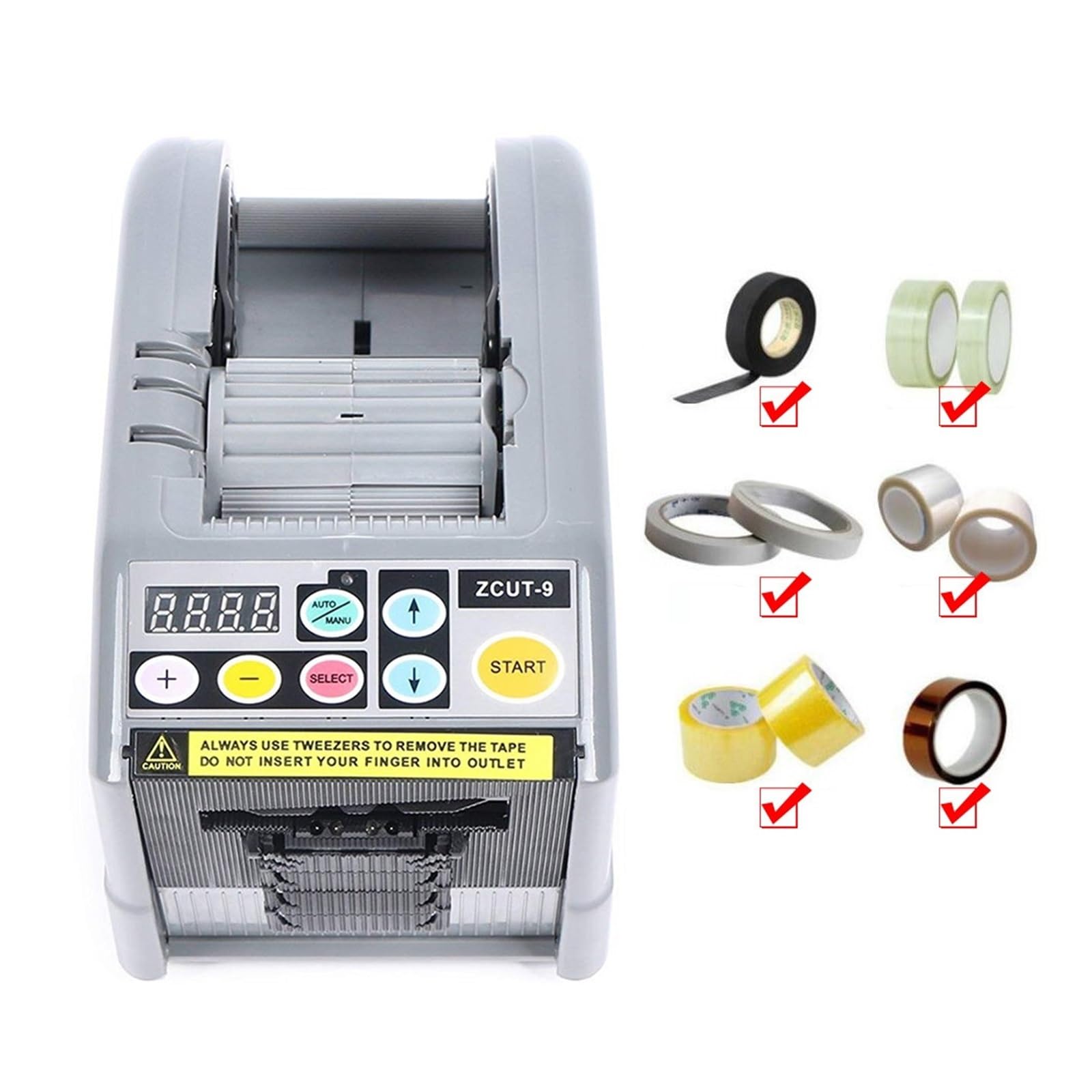 Macchina per il taglio del nastro Dispenser automatico di nastro elettrico, taglierina adesiva for confezionatrice Nastro adesivo Larghezza di taglio 6-60 mm Lunghezza 5-999 mm