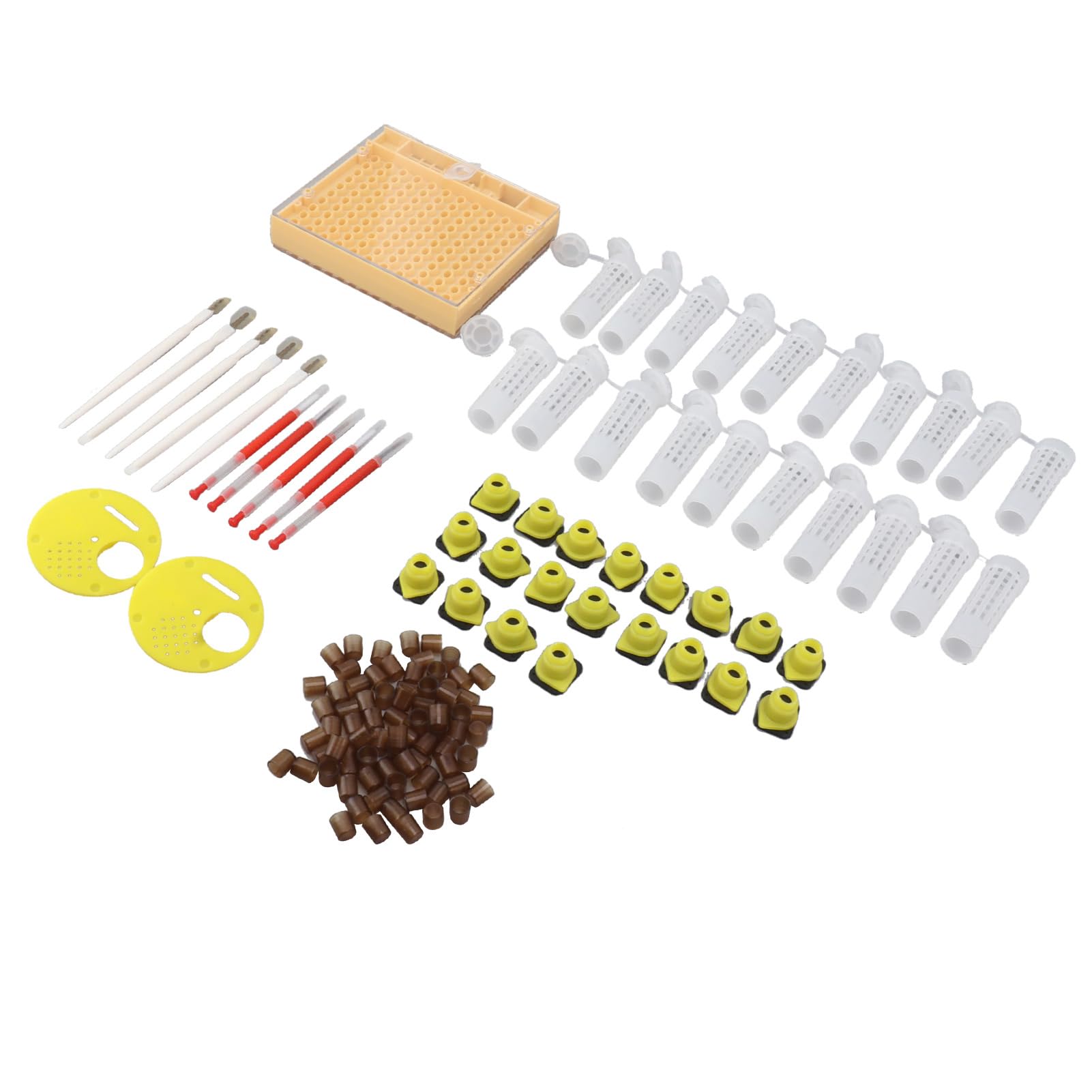 Tissting Kit d'élevage de Reines Abeilles, système de Reproduction avec 110 cellules en Plastique, Outils de greffage, Cadre de Ruche, pour apiculteurs