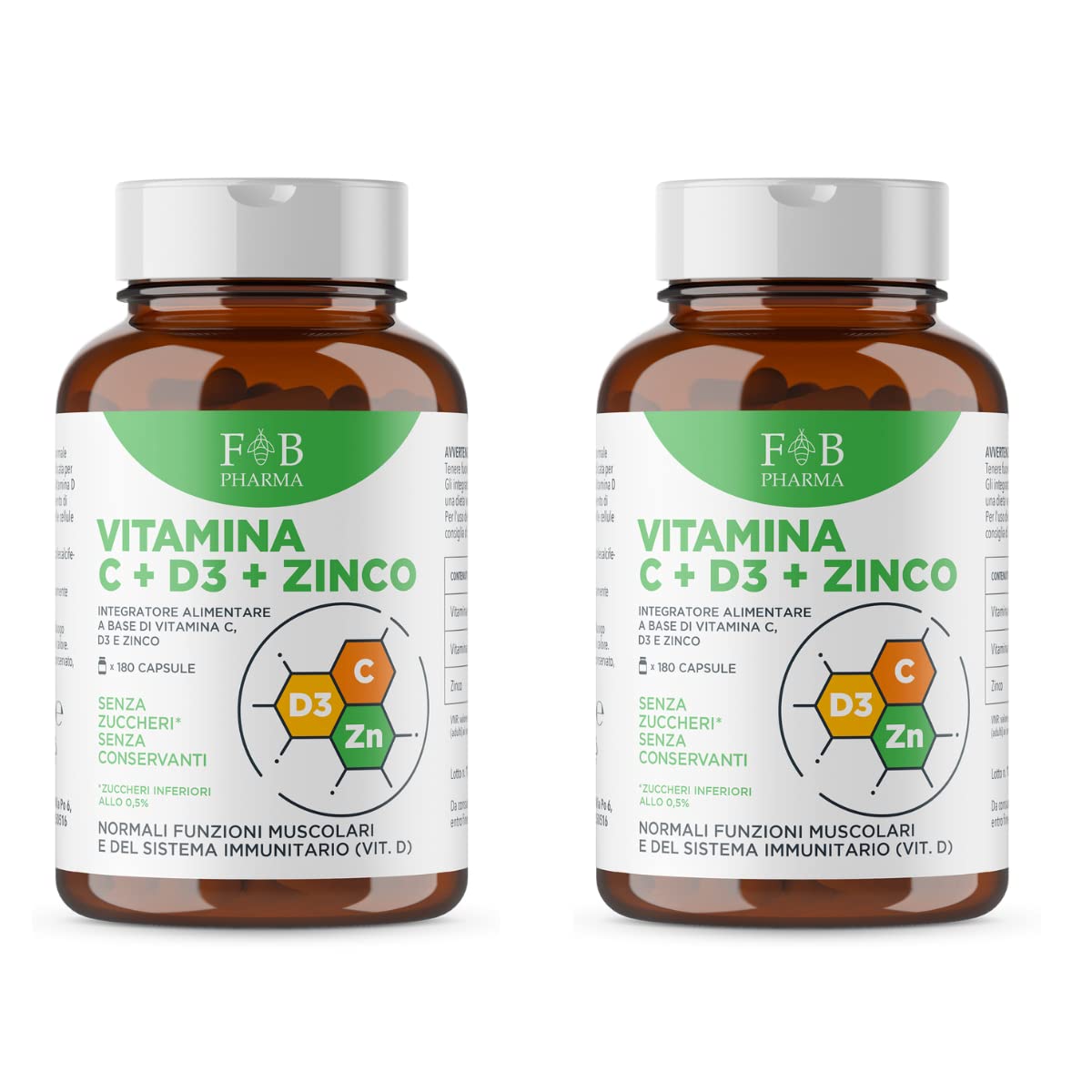 Fortebraccio Pharma Integratore di Vitamina C 1000mg, Vitamina D D3 2000 UI, e ZINCO ALTO DOSAGGIO 360 Capsule (FORMATO SCORTA). Integratore Articolazioni & Ossa, supporto per il sistema immunitario