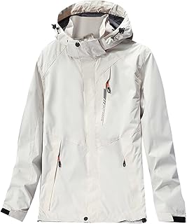 UnoSheng Outdoor Jacket, Hardshell Jacket, Windbreaker, Men's Waterproof Breathable Rain Jacket, Lightweight with Hood, Thin Hiking Jacket, Outdoor Jacket, Hooded Jacket, Rain Jacket, Transition