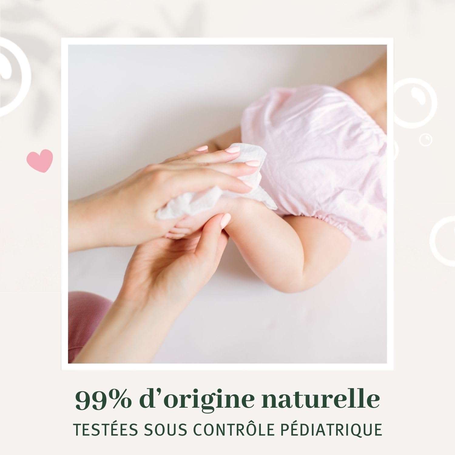 LE PETIT OLIVIER - Lingettes Nettoyantes Douceur - Bébé - Visage, Siège et Corps - Fibres d'Origine Végétale 99% d'Origine Naturelle - Sans Parfum - Testé Sous Contrôle Pédiatrique x56 56.0 ml