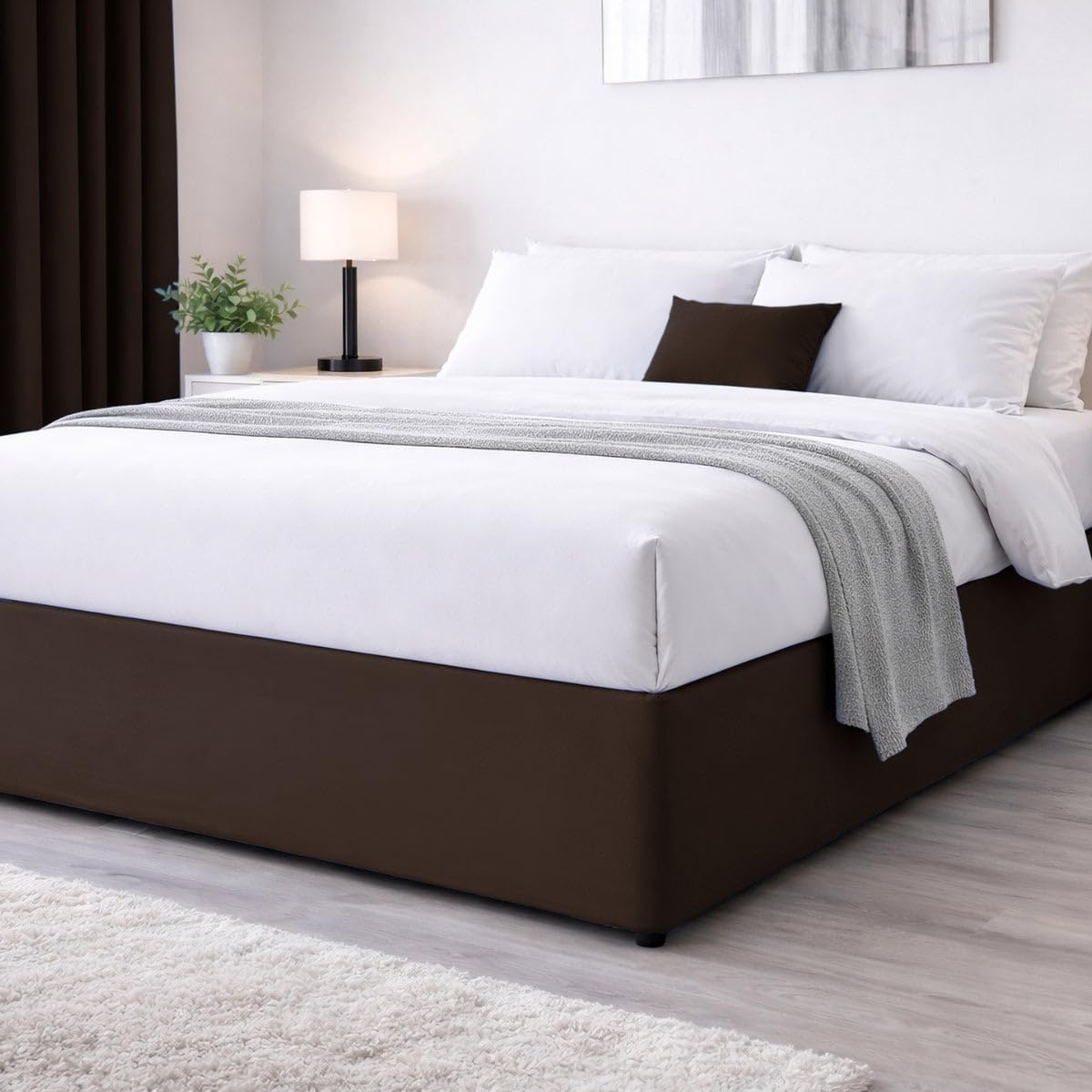 John Aird Elasticated Bed Valance Divan Base Cover Skirt (Chocolate, Small Double) โ image 1