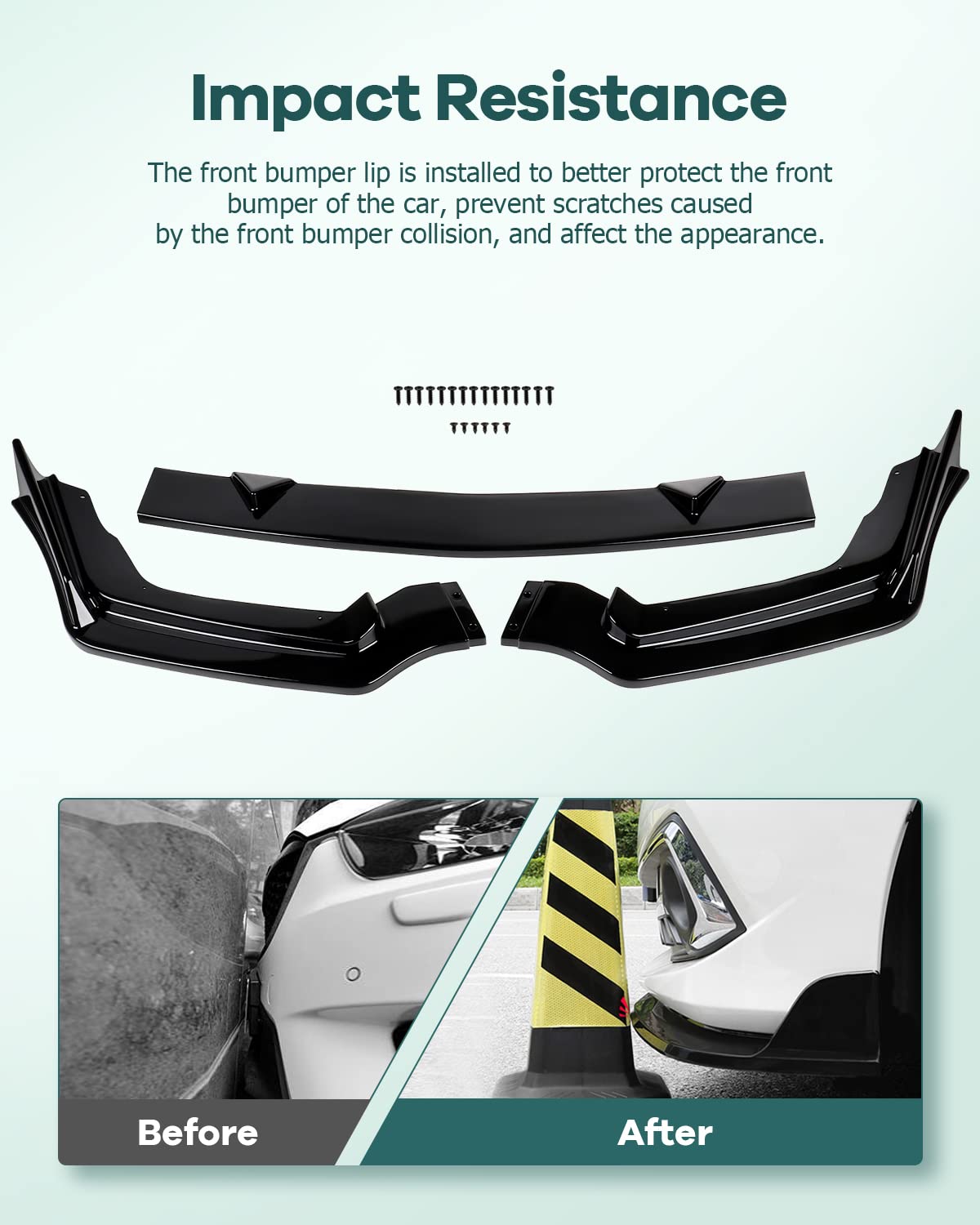 For 2014-2017 Infiniti Q50 Premium Painted White Front Bumper Body Kit Lip 3PCS