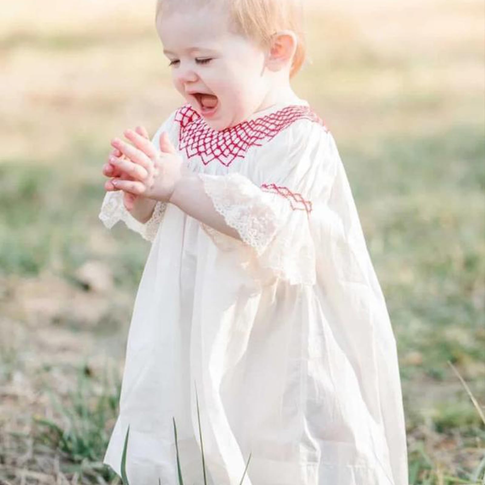 Toddler Baby Girl Dress Lace Trim Christening Baptism Dress Princess Wedding 1st Birthday Dress Photography Outfit (White, 2-3 Years)