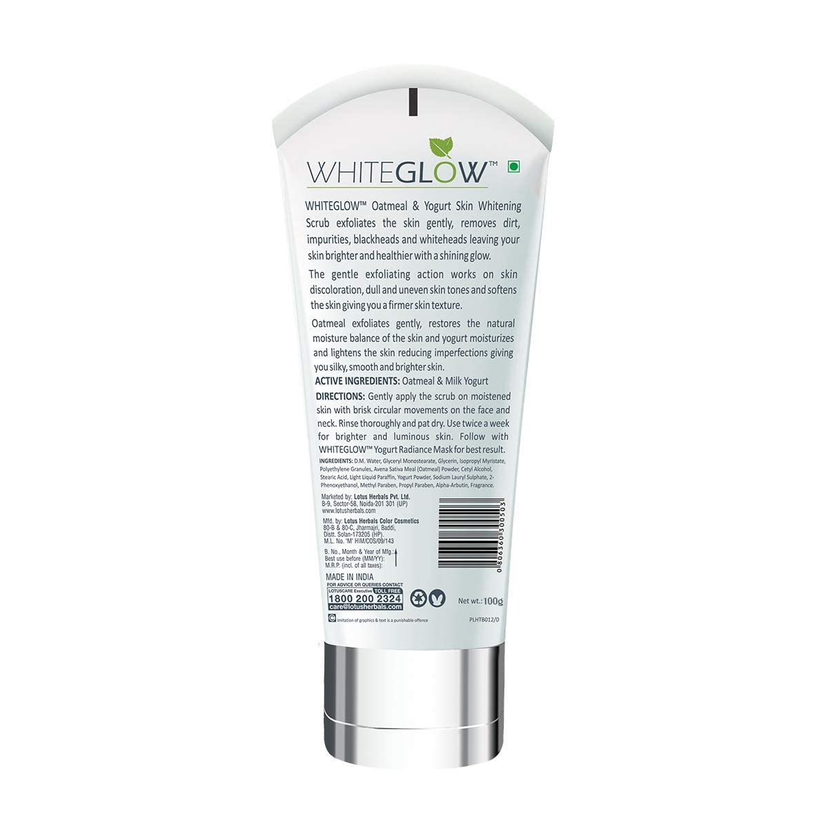 Lotus Herbals WhiteGlow Oatmeal and Yogurt Skin Whitening Scrub, 100g, 100 g (Pack of 1) - Image 2