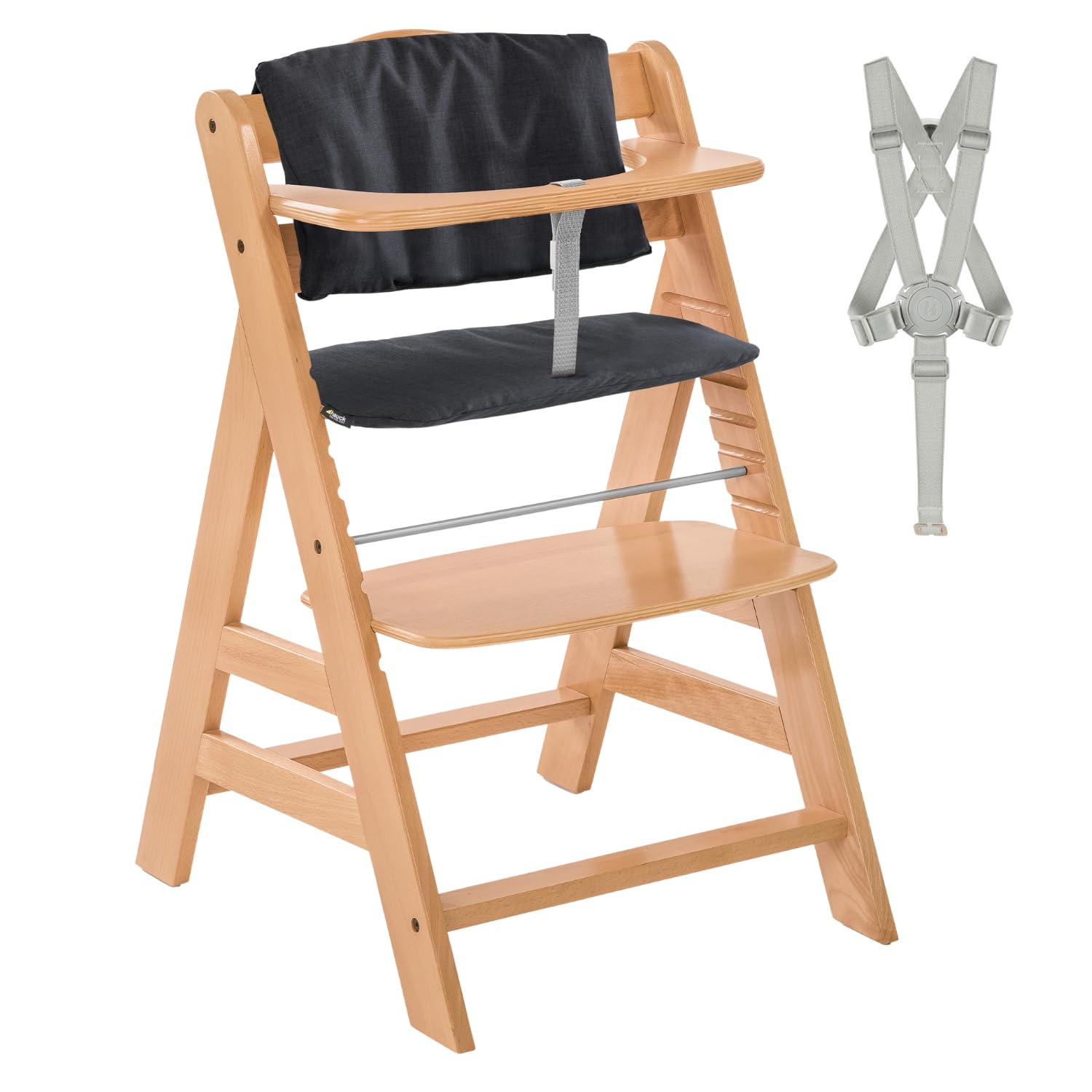 hauck High chair Alpha Plus - Wooden Growth Chair incl. Belt and Premium Seat Reducer