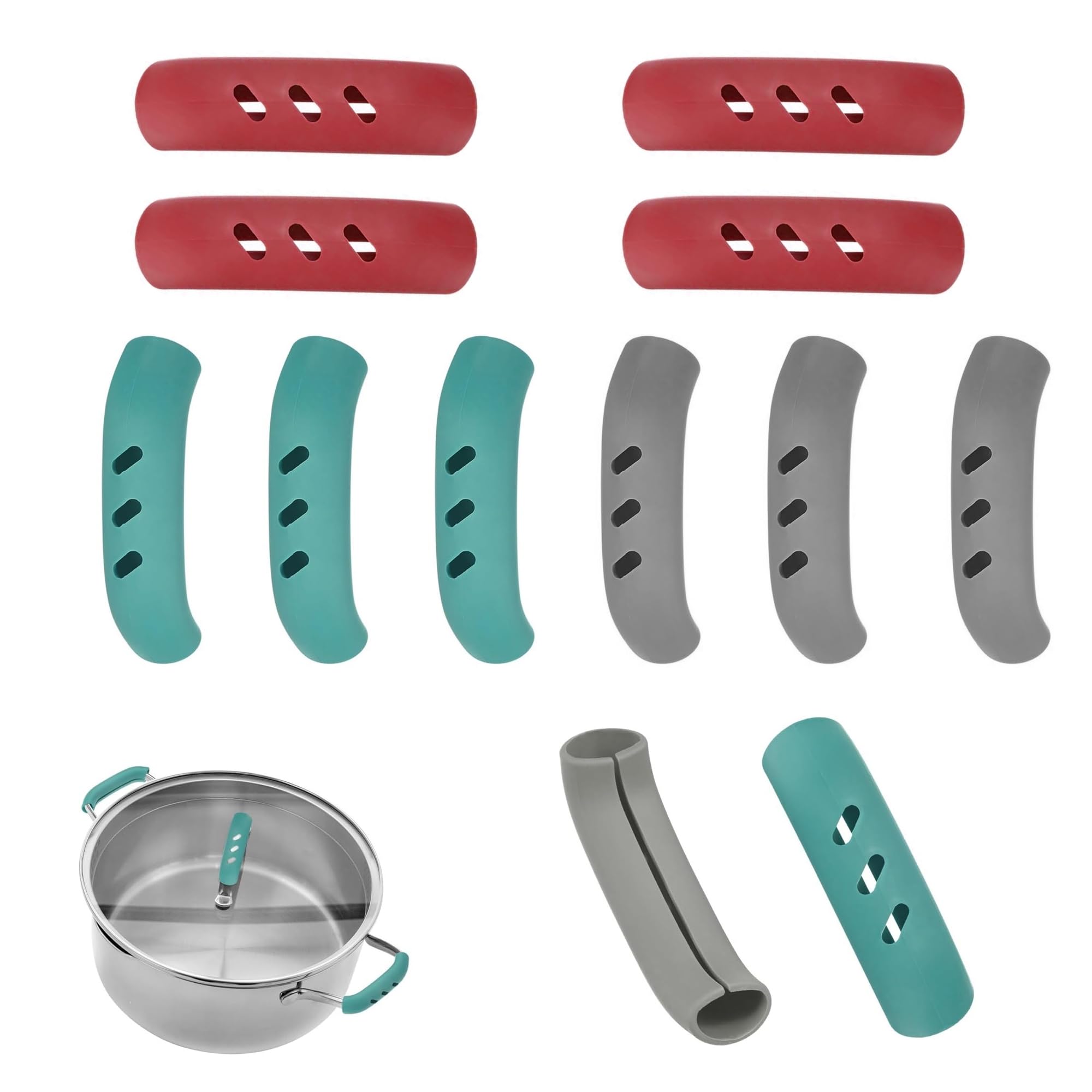 6 Pairs Silicone Pot Handle Cover, Assist Handle Holder Grip
