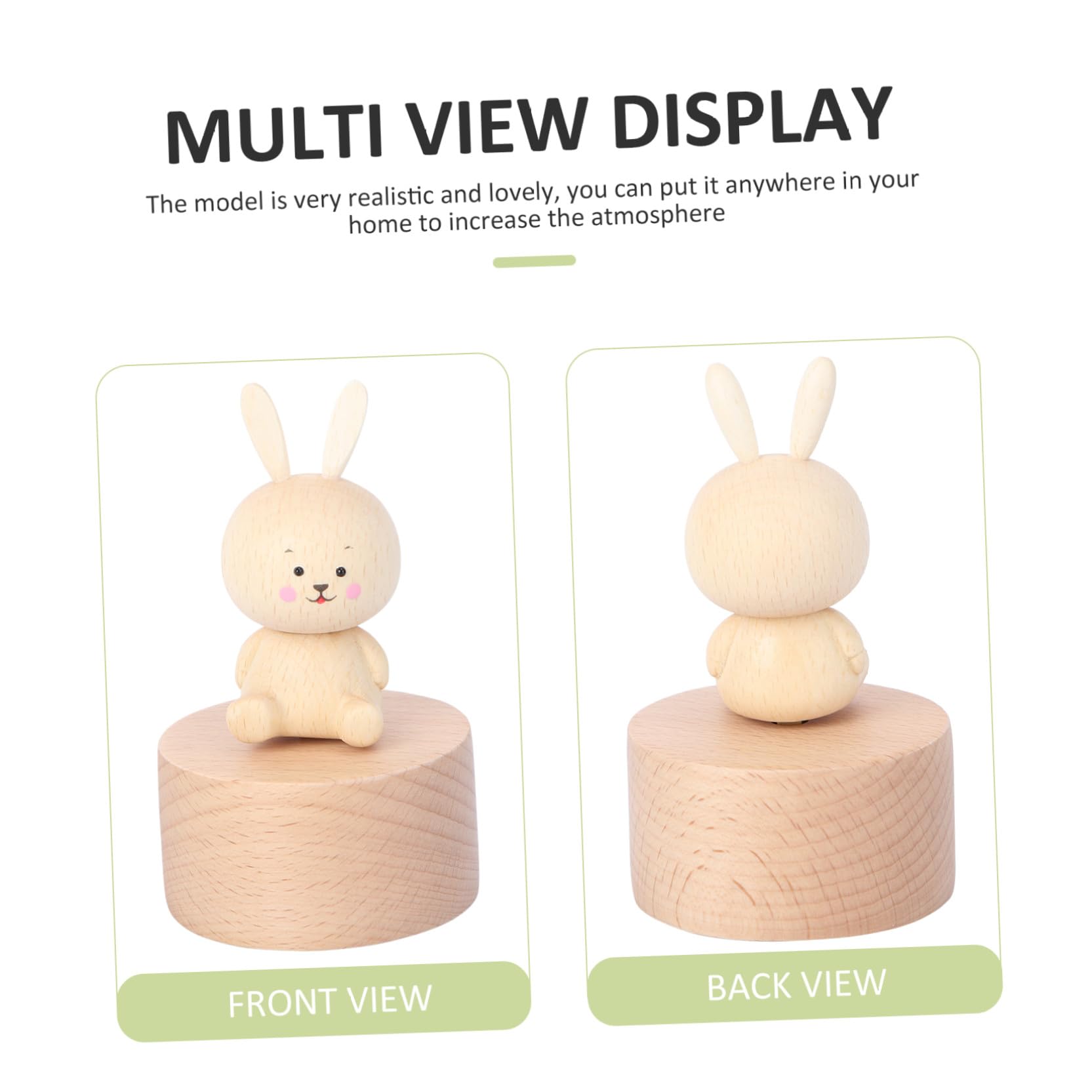 Ciieeo 2 Stk Musikbox Musical Besonders das der Musik Merch Die Ring kiddibuzz kindes music box Rabbit ornamente Desktop- Desktop-Ornament Heimdekoration Holz Khaki