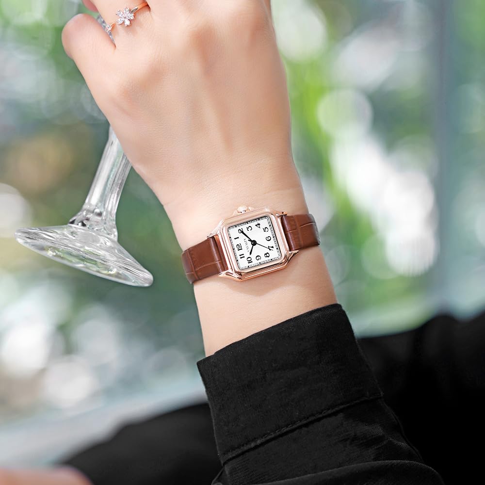 Orologio Da Donna Quadrato Delicato Con Numeri Arabi Facili Da Leggere, Orologio Da Vestito Da Donna