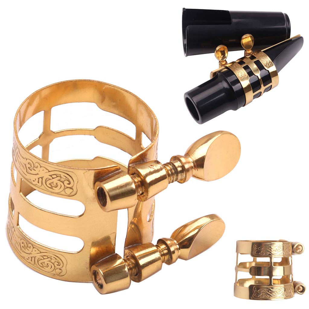 Nawwgy Double Screw Adjustment Saxophone Fastener Clip Compact Sax Ligature for / / Soprano Saxophone Mouthpiece