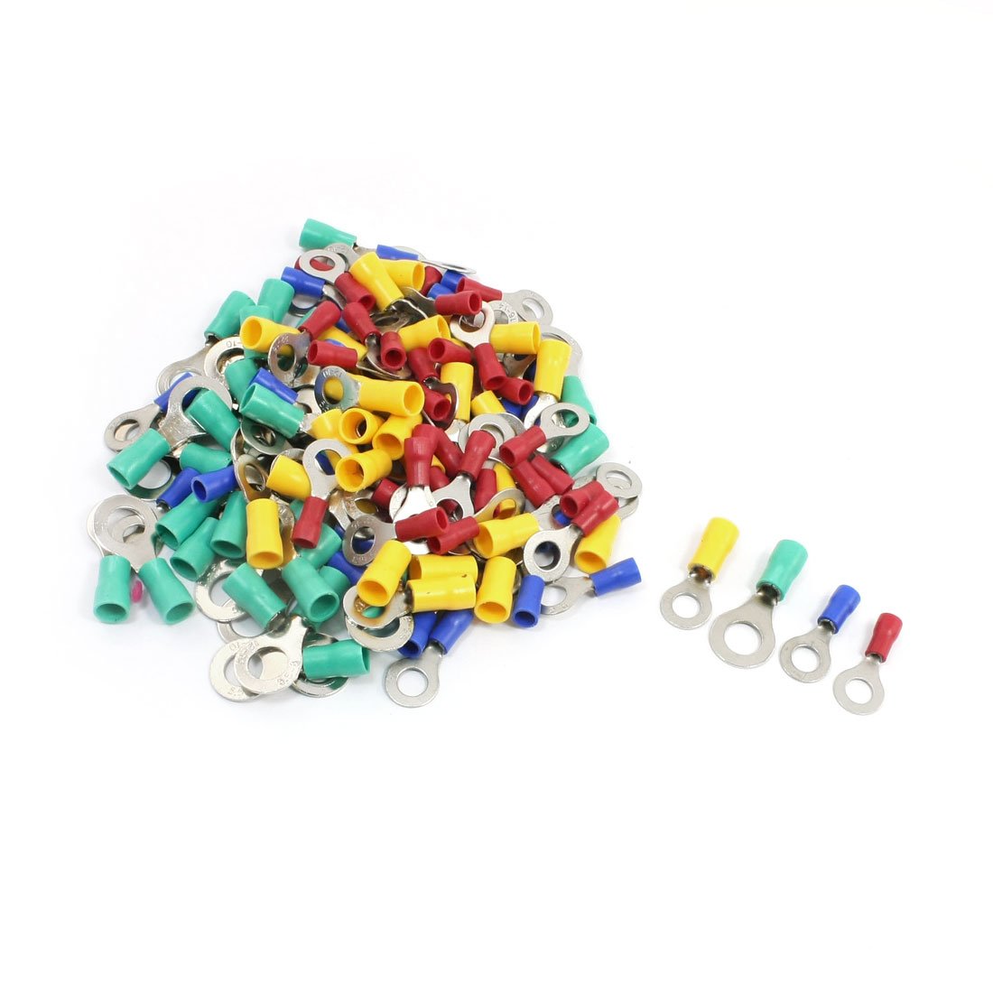 Ruilogod 120pcs RV5.5-8 Conectores de terminales de anillo aislados para alambre AWG 12-10