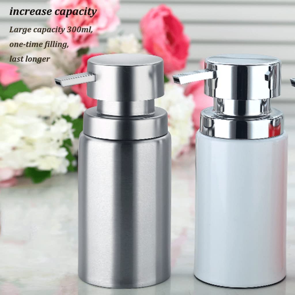 Lotion Dispensers Cilindrische Zeepdispenser Rvs Navulbare Zeeplotion Dispenser 10oz Geschikt Schotel Handlotion Fles