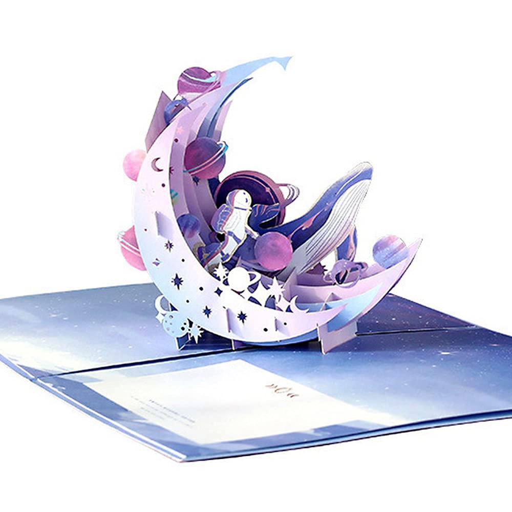 Amazon | 飛び出す 3D メッセージ カード 宇宙 の くじら 封筒付/宇宙