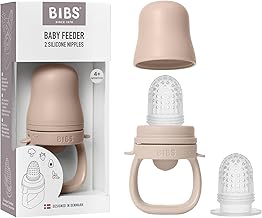 Bibs Baby Feeder with 2 Silicone Nipples, Freezer Tray Compatible, Easy Grip, BPA-Free, Ages 4+ - Blush