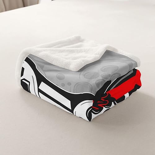 Miniatura 7 de Manfei Mantas de cama gamer para niños, adolescentes, manta de franela con estampado de consola de videojuegos en blanco y negro para sofá, manta de