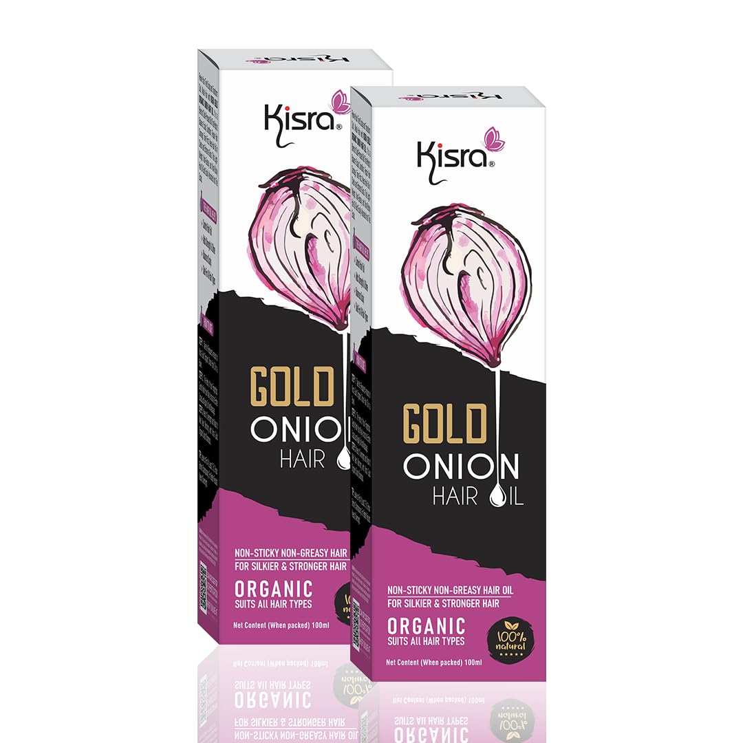 Kisra Gold Organic Onion Hair Oil - Controls Hair Fall with The Goodness of Black Seed, Red Onion and Coconut Oil – 100 ML (Pack Of 2)-picture-49
