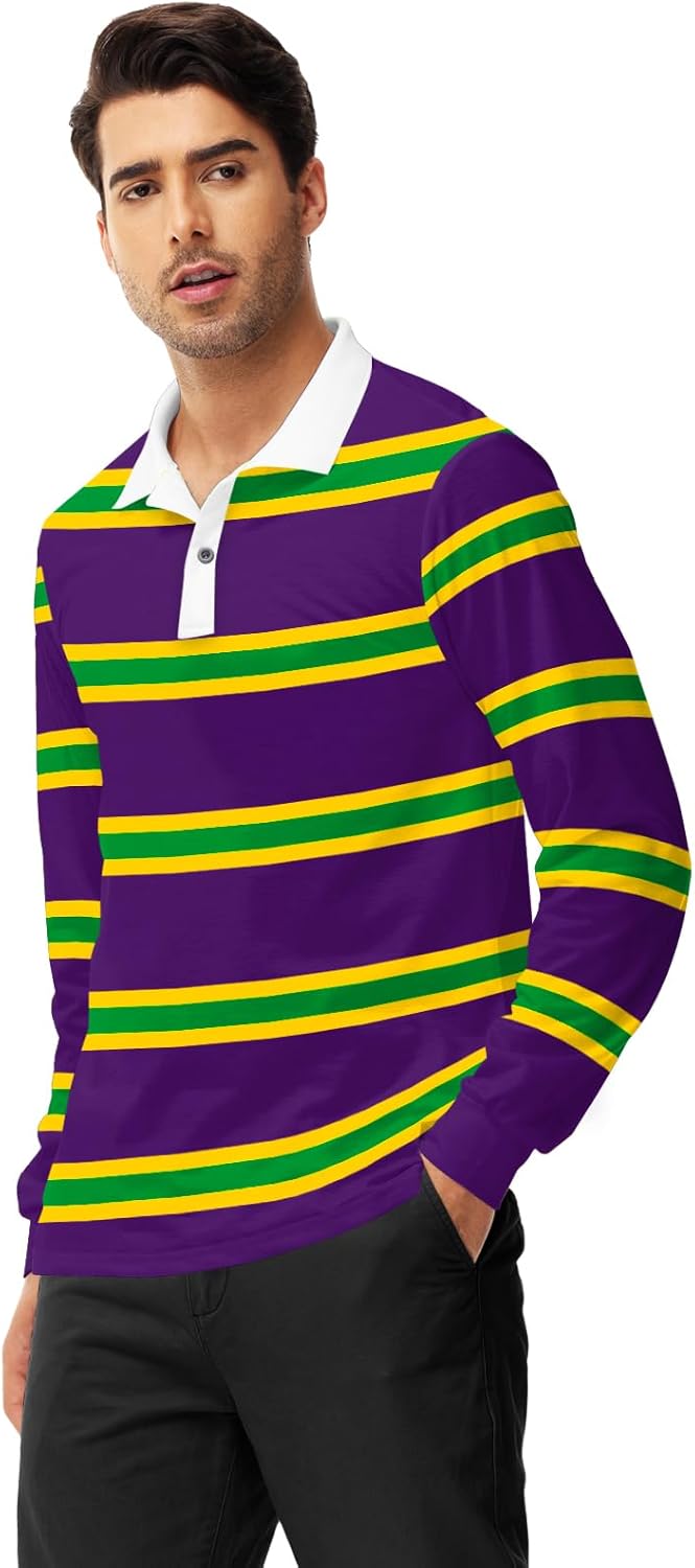 AOBUTE Mens Fat Tuesday Shirts Carnival Long Sleeve Top - Image 6