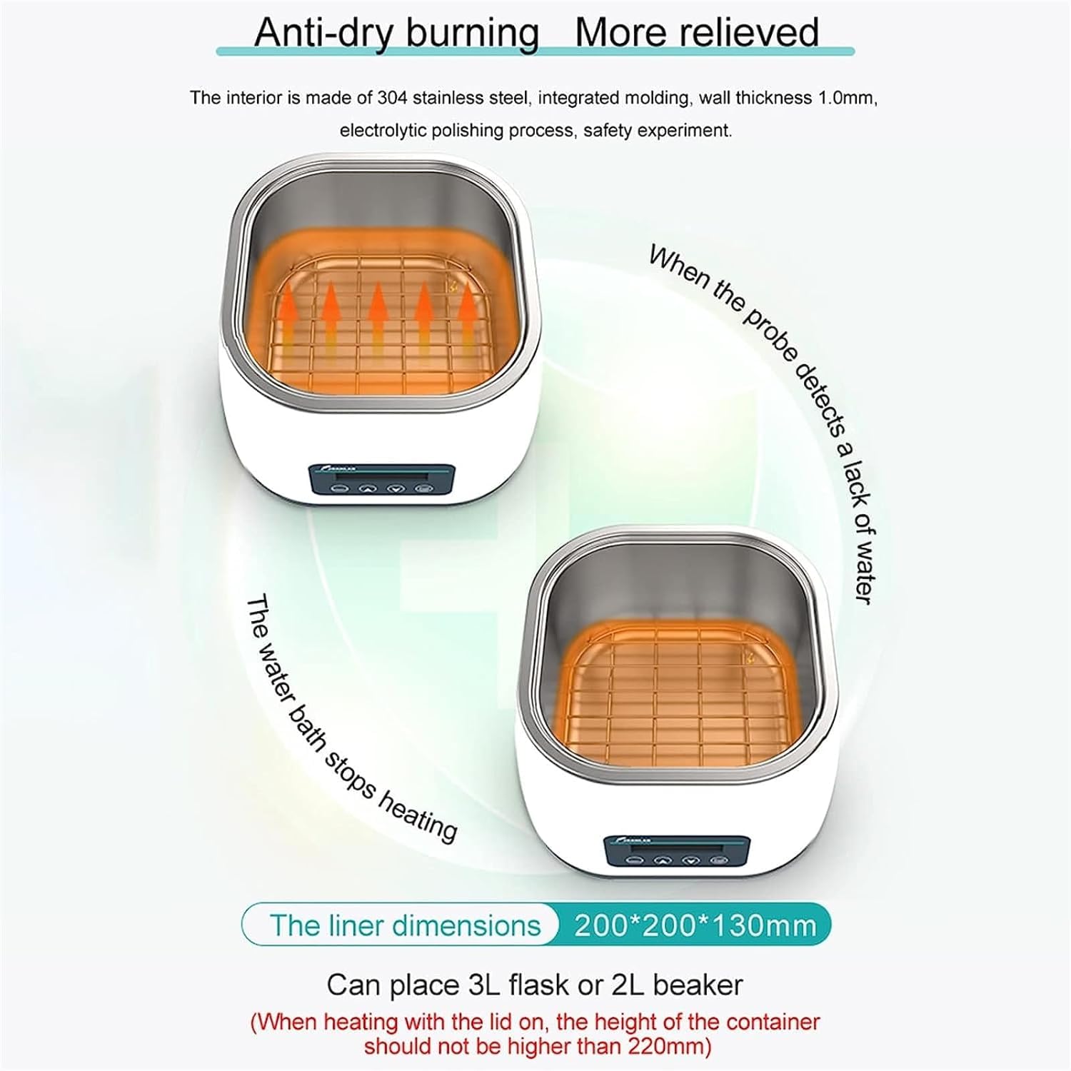Baño María de Laboratorio, baño de Agua Calefactor termostático con Pantalla Digital y agitador magnético, diseño antisecado, Pantalla LED de fácil Lectura.