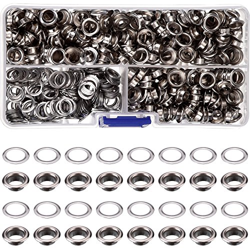 500 Set Plateado 1/4 Pulgada de Diámetro Interior Ojetes Arandelas para Ropa,...