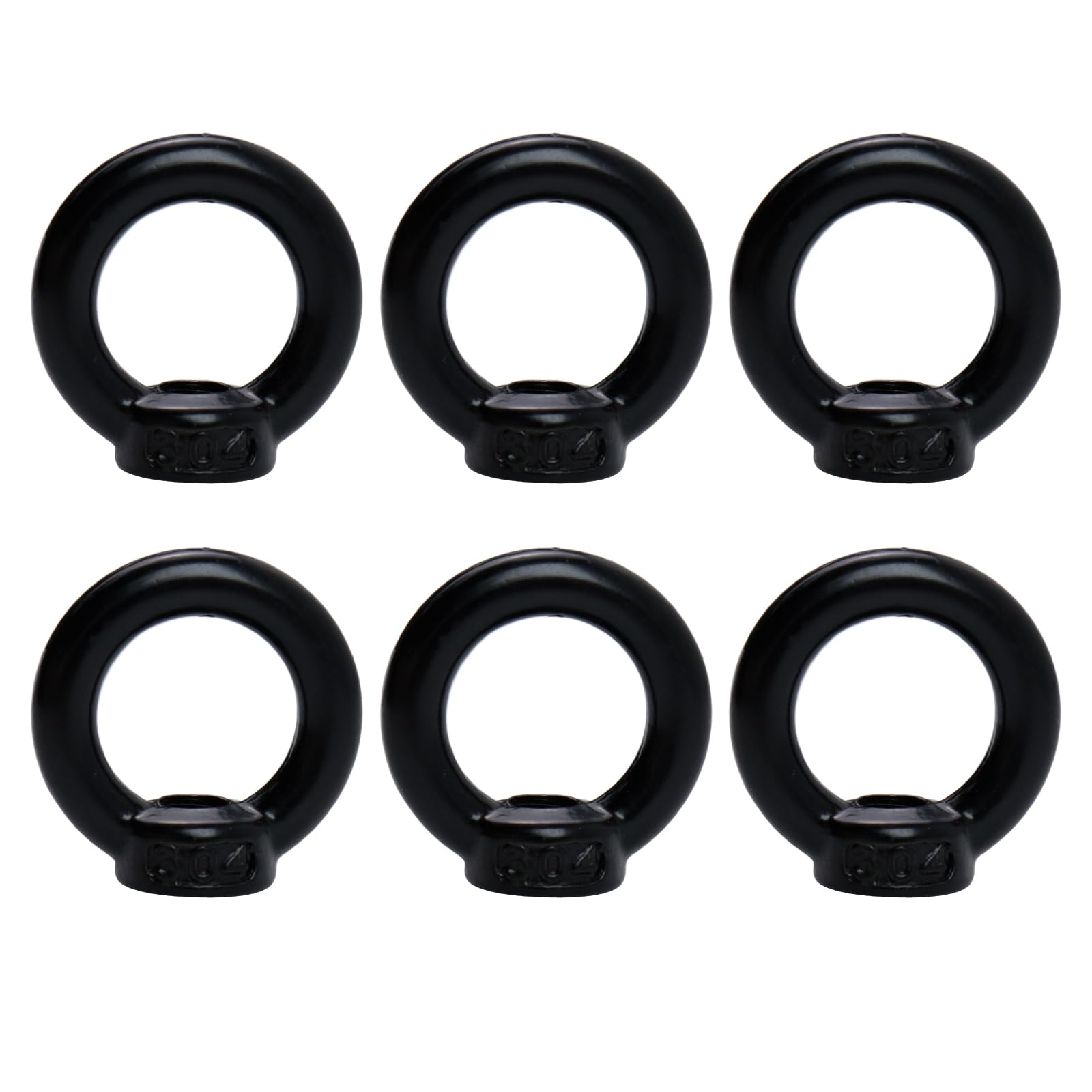 Antrader Lifting Eye Nut,M5 Ring Eye Bolt Threaded Nuts,Black,6Pcs