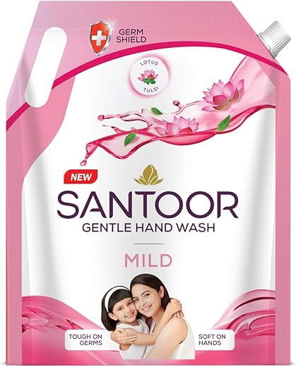 Santoor Mild Gentle Hand Wash with Goodness of Lotus & Tulsi| Rich Lathering Formula with Anti-Bacterial Properties| Soft on Hands| Soothes &…