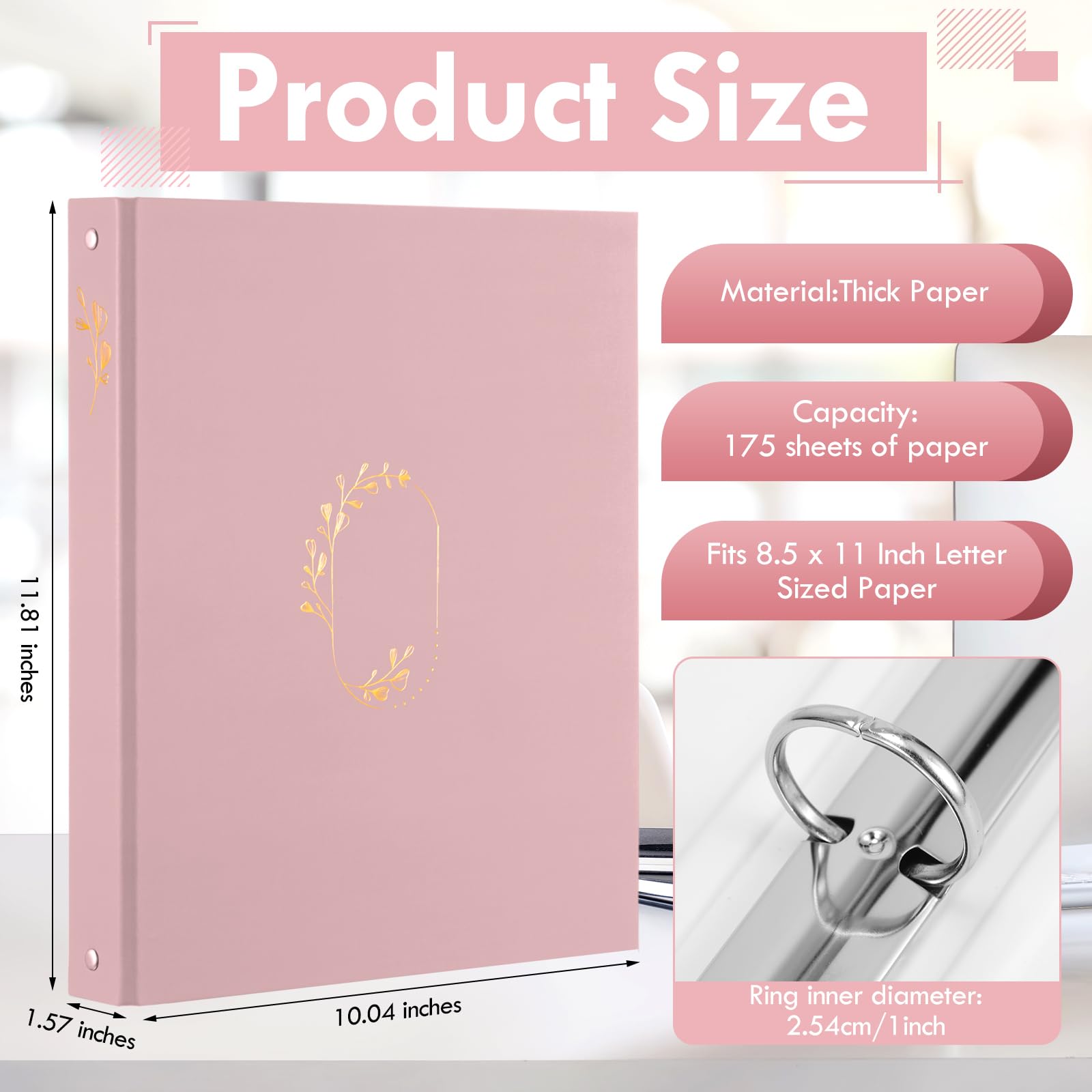 Sayglossy 4 carpetas estéticas de 3 anillos resistentes de 1 pulgada para papel tamaño carta de 11 x 8.5 pulgadas, para mujeres y hombres, escuela, oficina, hogar, trabajo, organizar, papeleo, 4