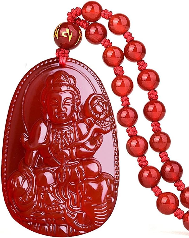 c1lint7785631 Jade Buddha Pendant Necklace Bodhisattva Amulet Talisman Made of Obsidian Gemstone, Agate,