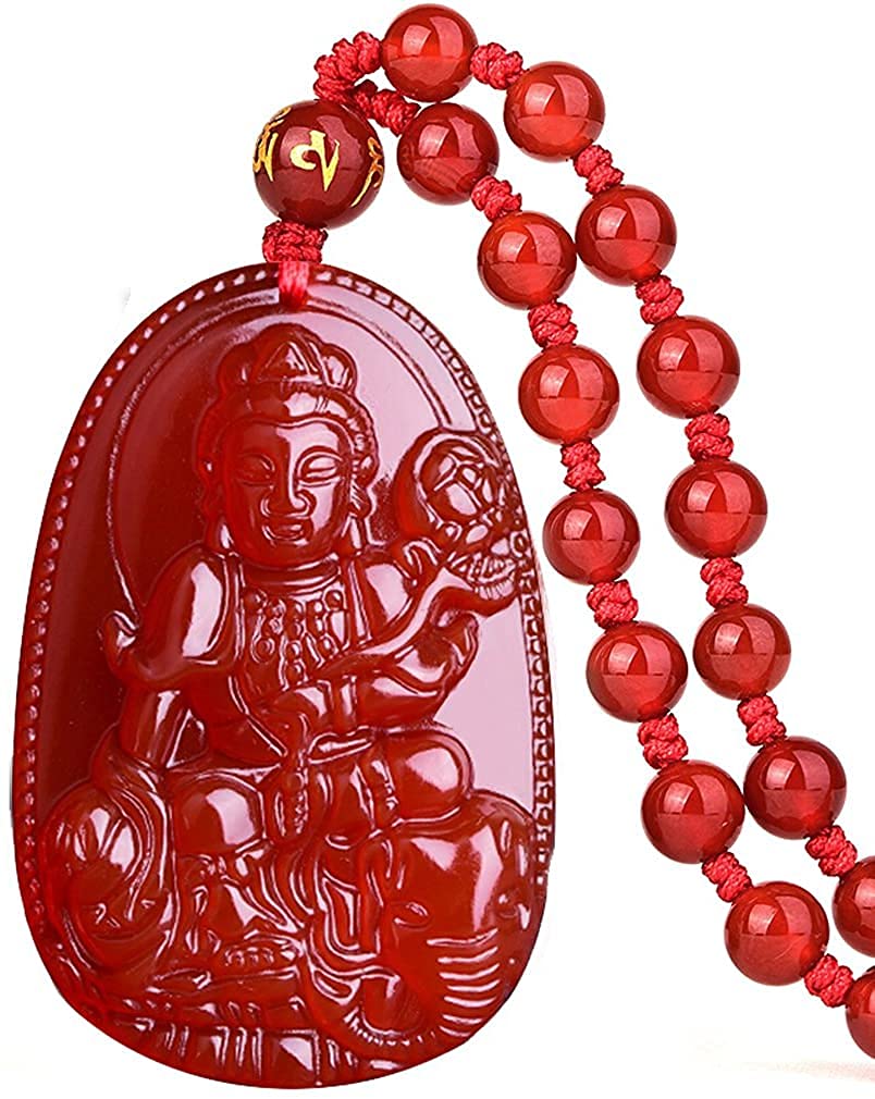 c1lint7785631 Jade Buddha Pendant Necklace Bodhisattva Amulet Talisman Made of Obsidian Gemstone, Agate,