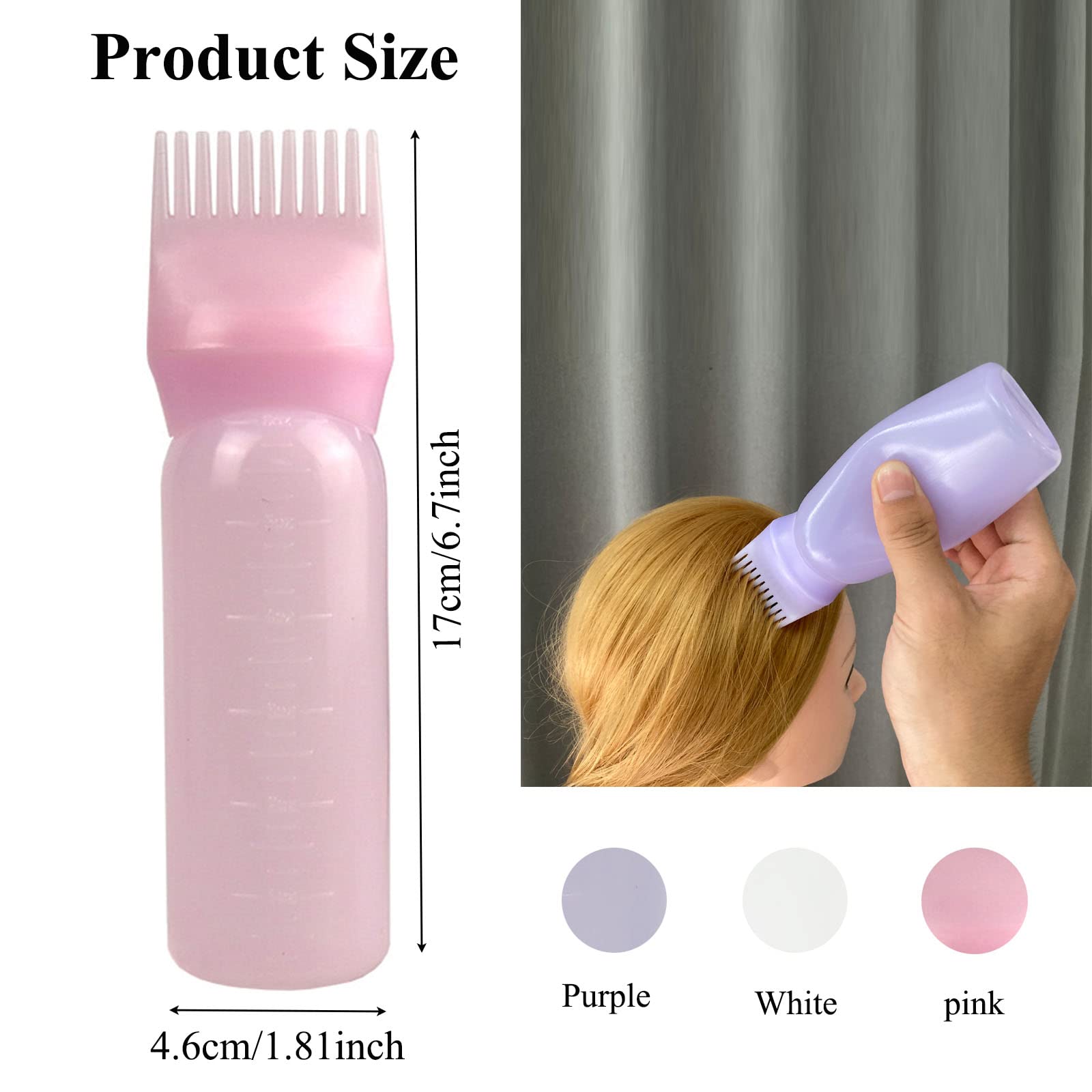 6 Stück Haarfärbe-Applikator-Flaschen Mit Wurzelkamm – 170 Ml, Mit Skala, Für Haarfarbe Zuhause
