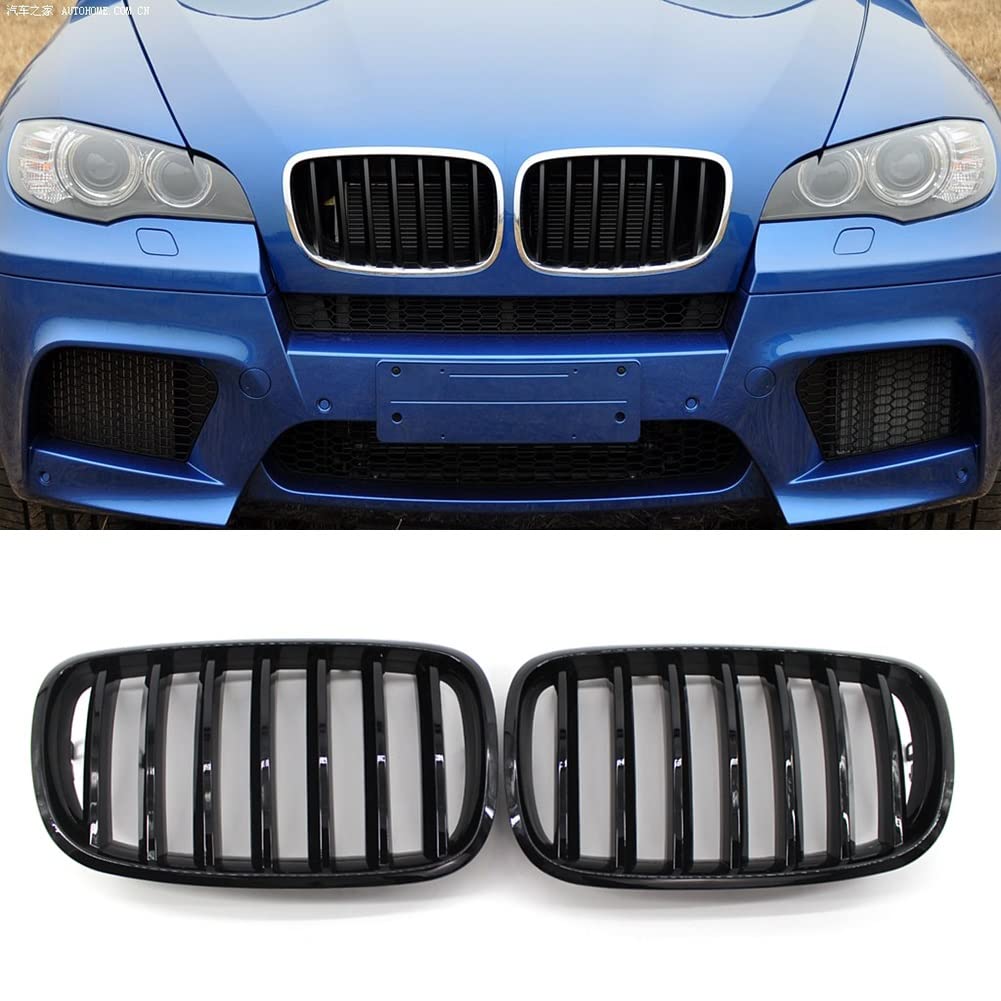 Griglia Radiatore Nero Per BMW X5 X6 E70 E71 2007-2013 - Doppia Lamella, ABS, Design Sportivo - Foto 10