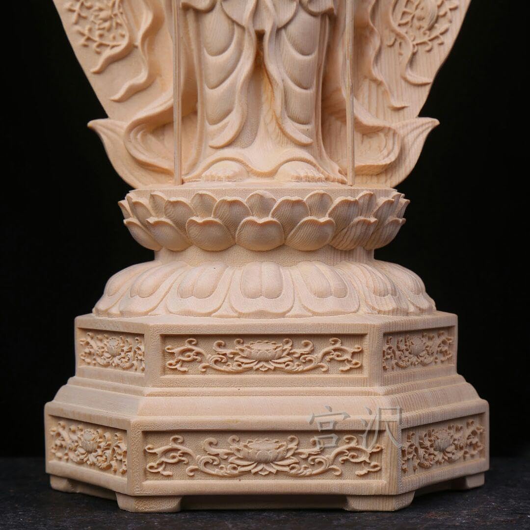 Amazon｜仏教美術品 供養品 千手觀音菩薩 高さ31cm 災難除去 木彫仏像 