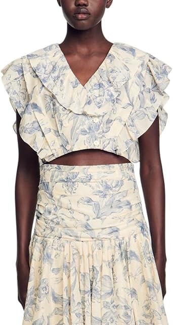 Sandro Womens Josey Linen Top, 4