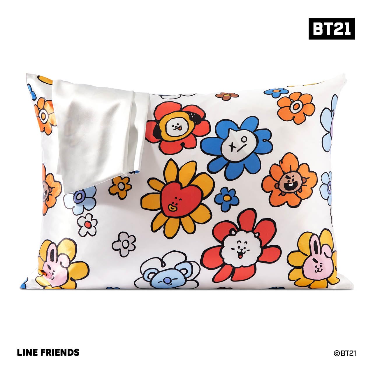 Kitsch x BT21 Satin Pillowcase with Zipper for Hair & Skin, Softer Than Silk Pillow Cases, Queen Pillow Covers - Image 3