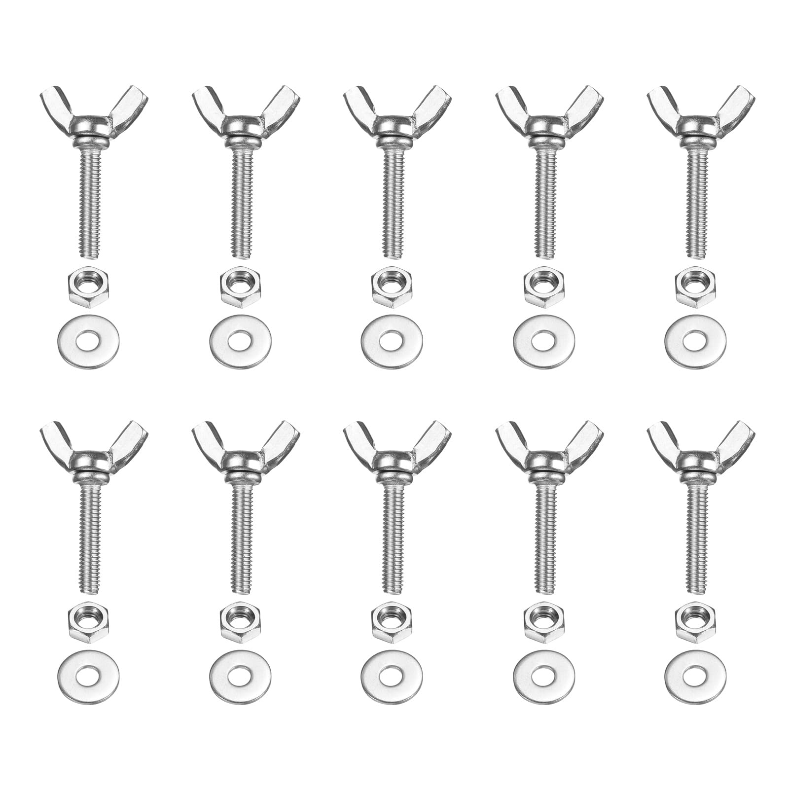 PATIKIL M4-0.7 x 20 mm Wing Butterfly Screw, 10 Pcs 304 Stainless Steel Wing Nuts and Bolts Machine Fastener Thumb Hand Screws for Electronic Equipment DIY Tools, Silver