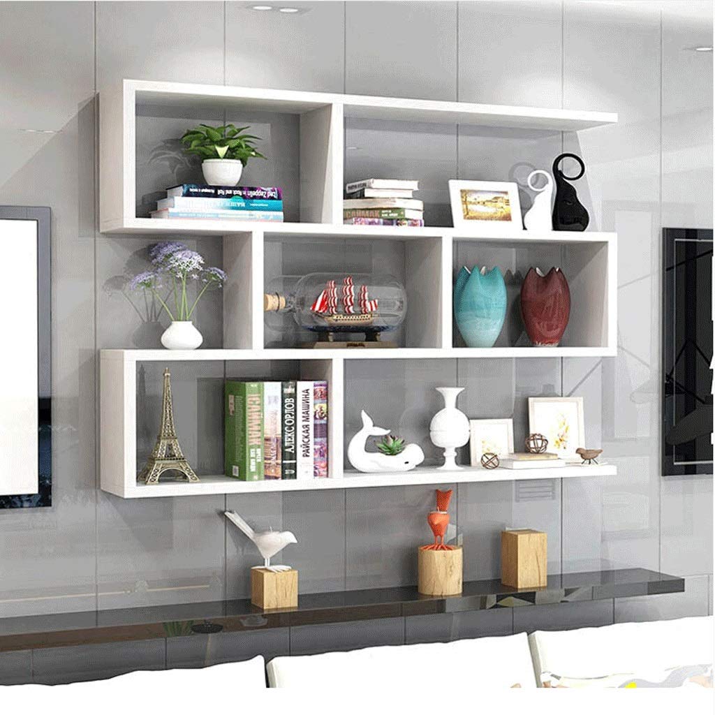 Mensole Sospese Staffa per Mensola Sospesa Mensole Sospese Moderne in Legno Espositore A Parete Espositore per La Casa Organizzatore di Stoccaggio Libreria Decorazione E,White,80cm
