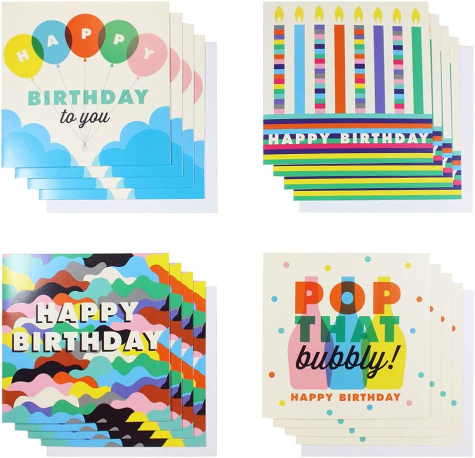 Paperchase Bubbly birthday card assortment - Pack of 16